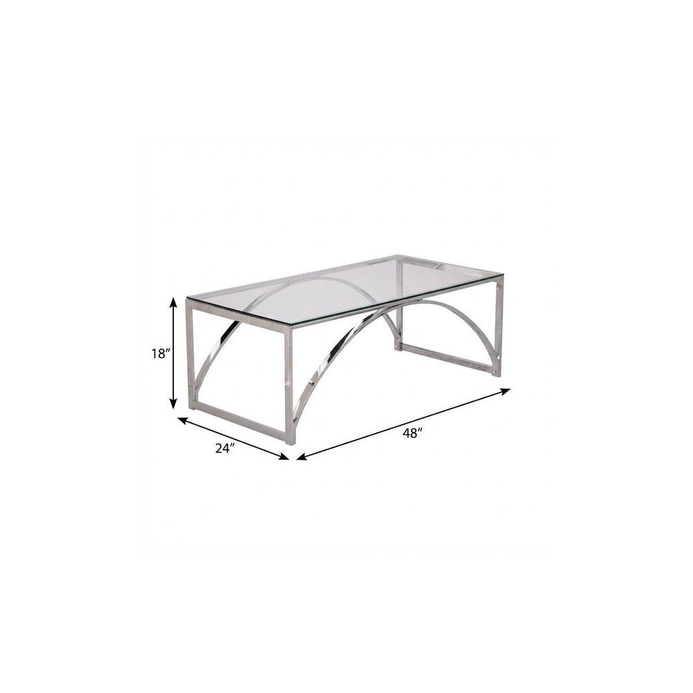 Chrome Glass and Metal Rectangular Coffee Table - 48-inch