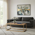 Natural and Natural Brown Solid Wood and Metal Rectangular Coffee Table
