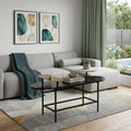Black Faux Marble and Metal with Iron Coffee Table - 42-inch
