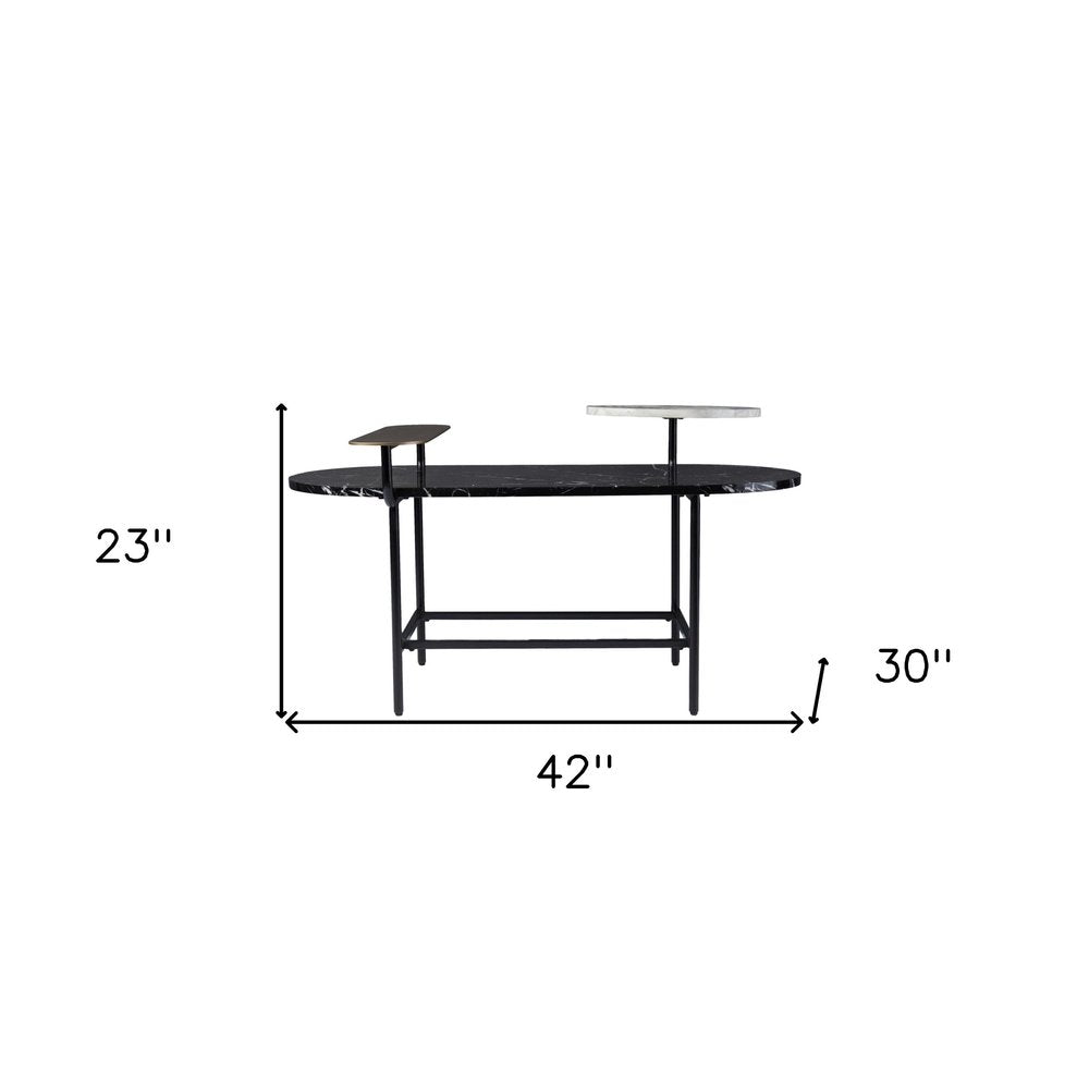 Black Faux Marble and Metal with Iron Coffee Table - 42-inch