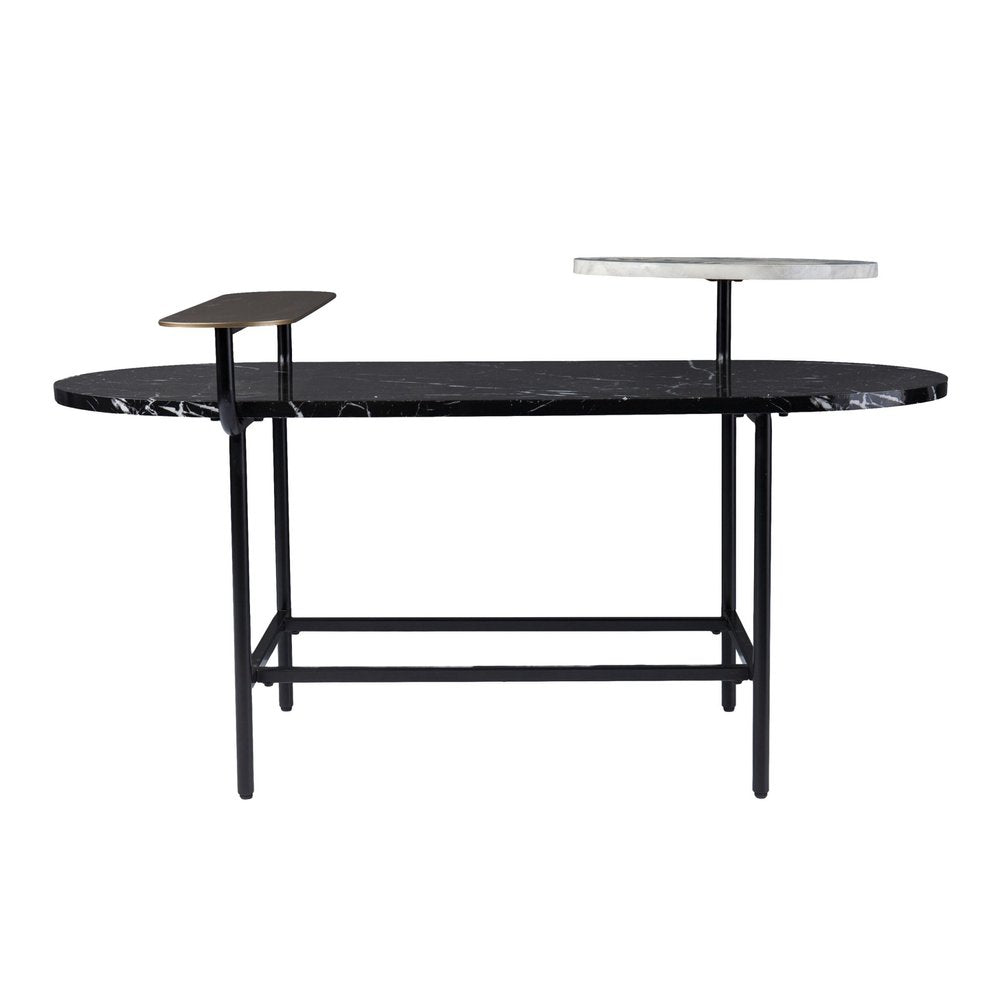 Black Faux Marble and Metal with Iron Coffee Table - 42-inch