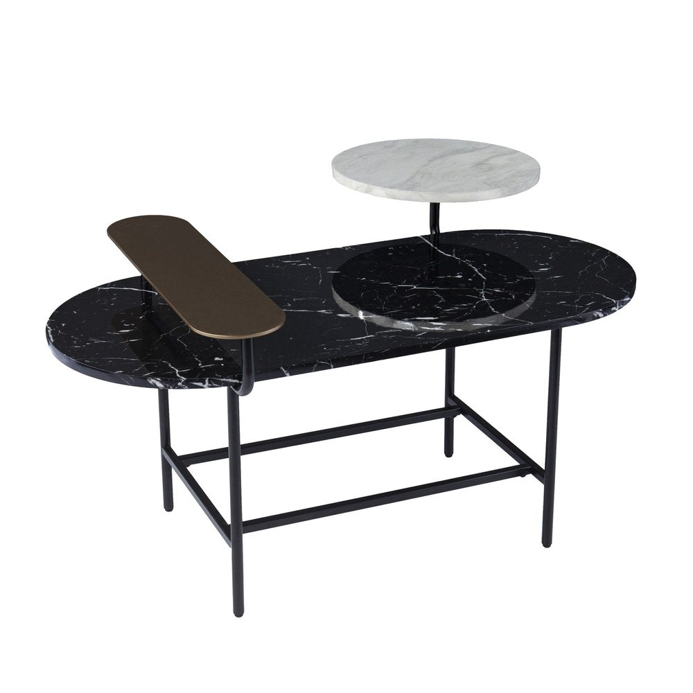 Black Faux Marble and Metal with Iron Coffee Table - 42-inch