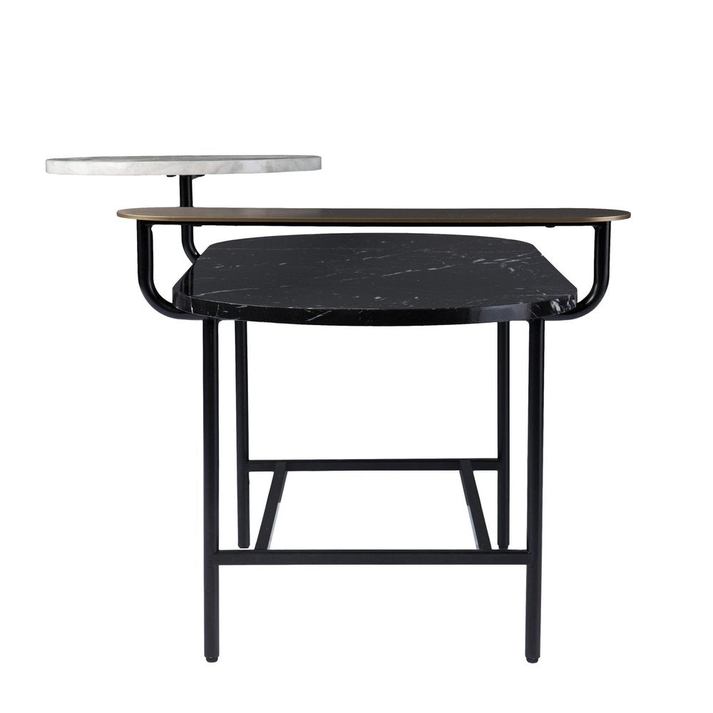 Black Faux Marble and Metal with Iron Coffee Table - 42-inch