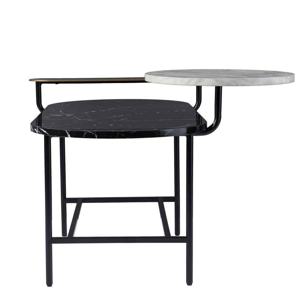 Black Faux Marble and Metal with Iron Coffee Table - 42-inch