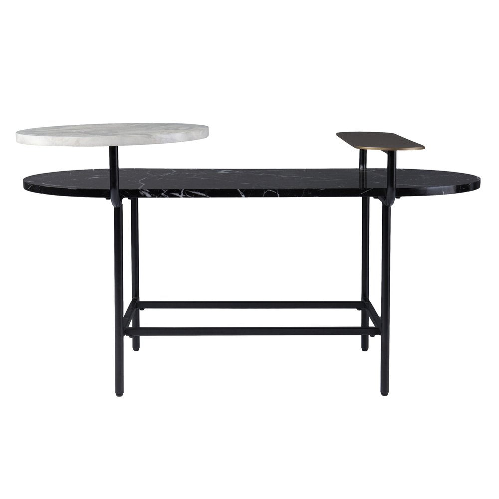 Black Faux Marble and Metal with Iron Coffee Table - 42-inch