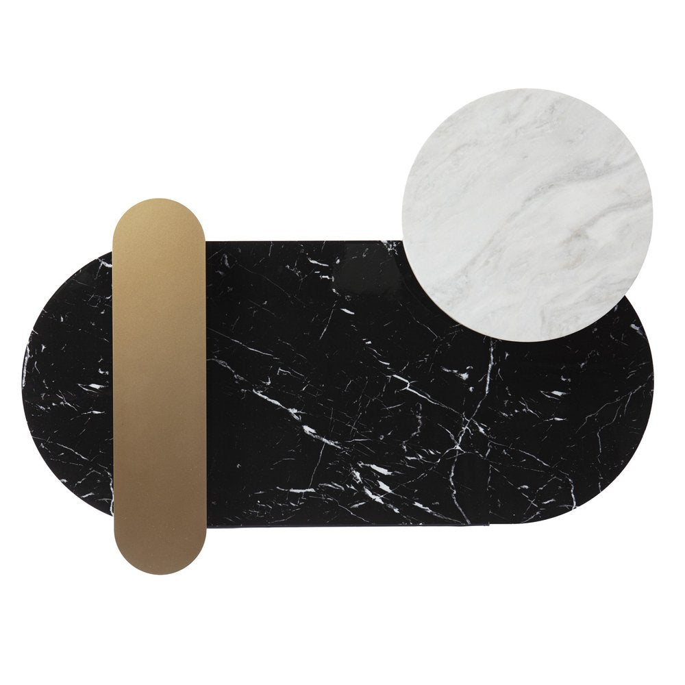 Black Faux Marble and Metal with Iron Coffee Table - 42-inch