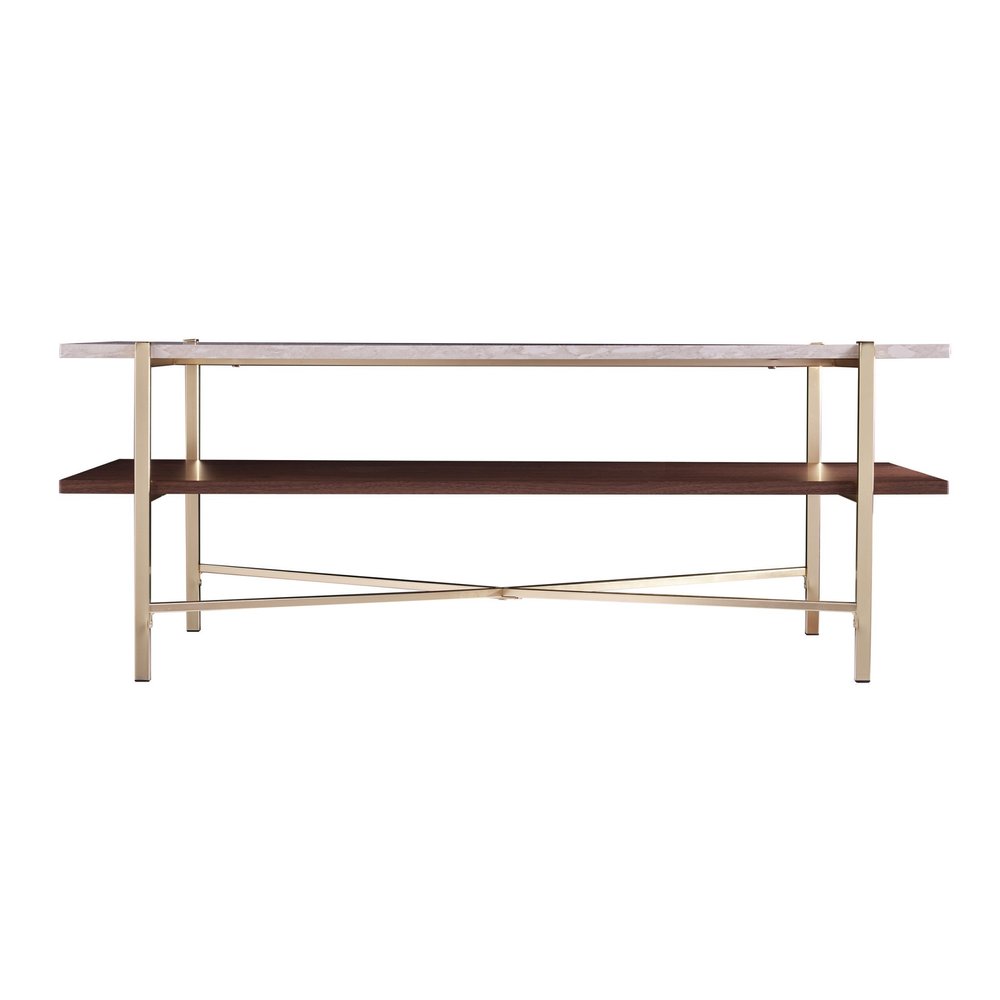 Brass Manufactured Wood and Metal Rectangular Coffee Table - 47-inch