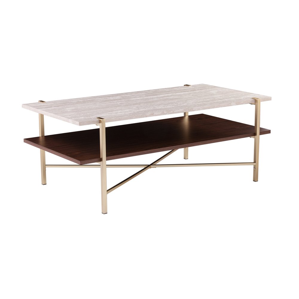 Brass Manufactured Wood and Metal Rectangular Coffee Table - 47-inch