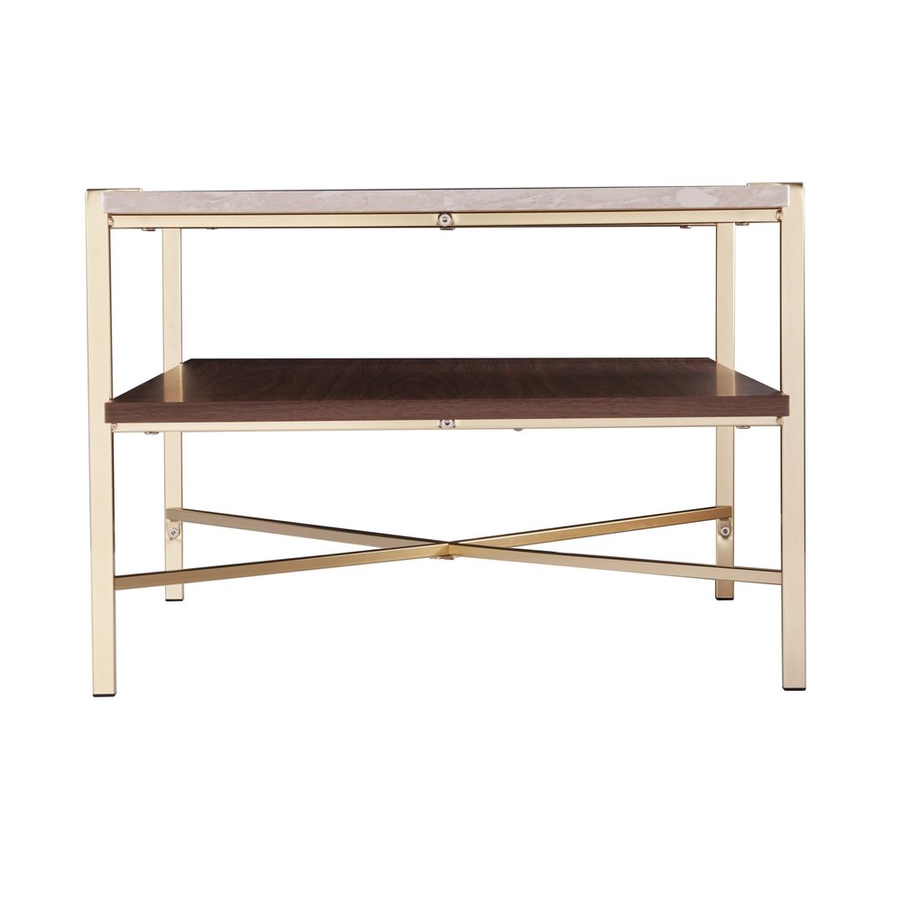 Brass Manufactured Wood and Metal Rectangular Coffee Table - 47-inch