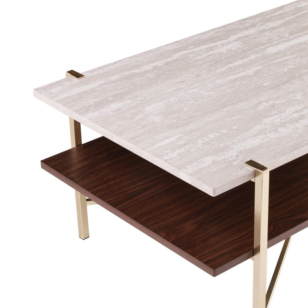Brass Manufactured Wood and Metal Rectangular Coffee Table - 47-inch