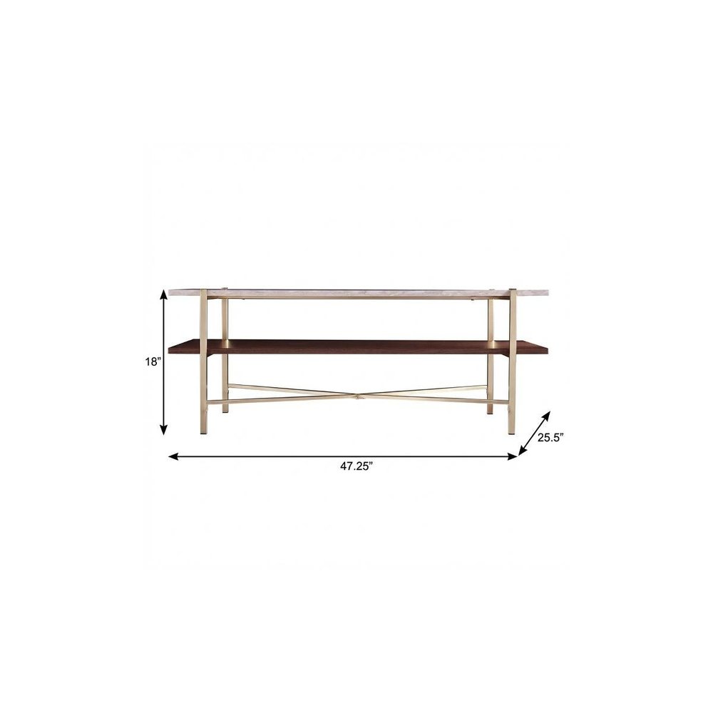 Brass Manufactured Wood and Metal Rectangular Coffee Table - 47-inch