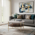 Brass Solid Manufactured Wood and Metal Round Coffee Table - 33-inch