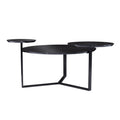 Black Faux Marble and Metal with Iron Round Coffee Table - 43-inch