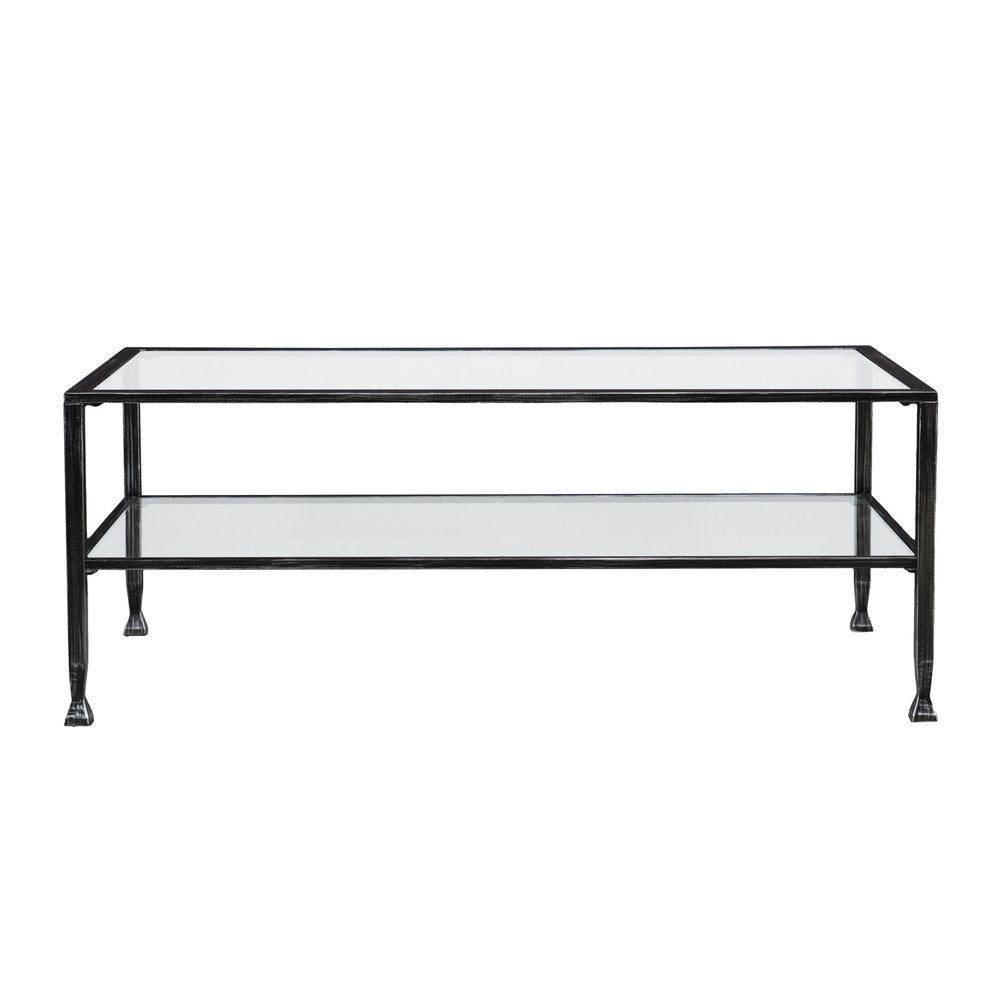Black Glass and Metal Rectangular Coffee Table - 48-inch