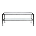 Black Glass and Metal Rectangular Coffee Table - 48-inch