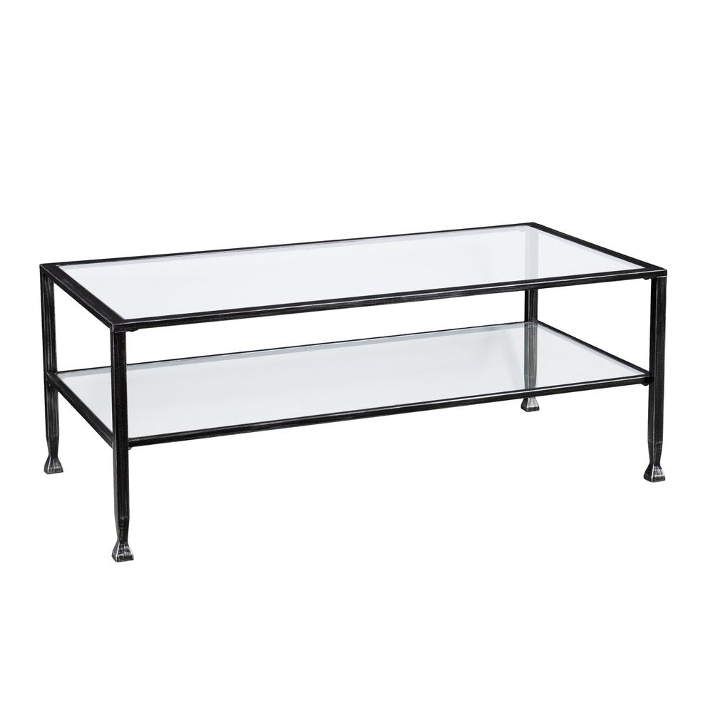 Black Glass and Metal Rectangular Coffee Table - 48-inch