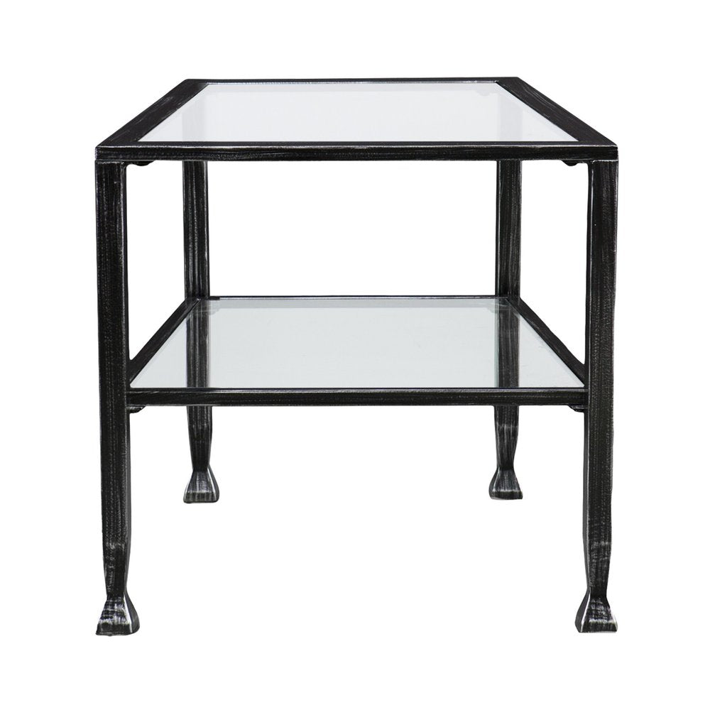 Black Glass and Metal Rectangular Coffee Table - 48-inch
