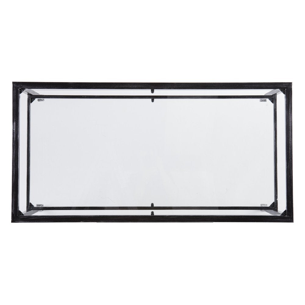 Black Glass and Metal Rectangular Coffee Table - 48-inch