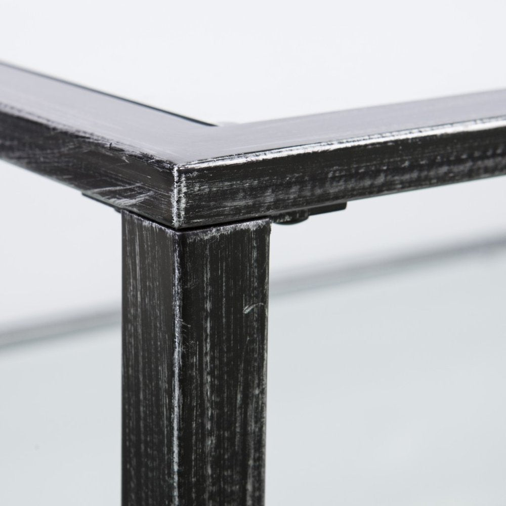 Black Glass and Metal Rectangular Coffee Table - 48-inch