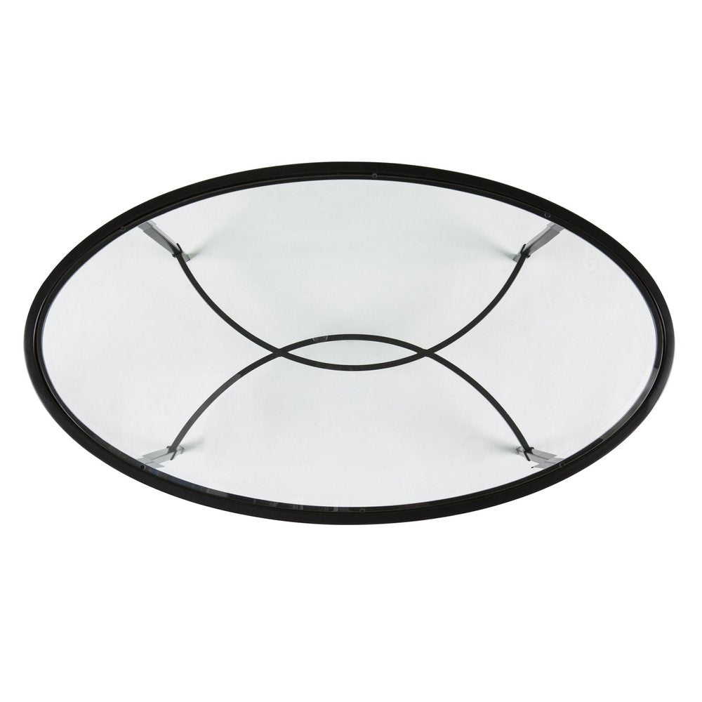 Clear and Black Glass and Metal Oval Coffee Table - 45-inch