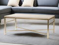 Off White Manufactured Wood and Metal Rectangular Coffee Table