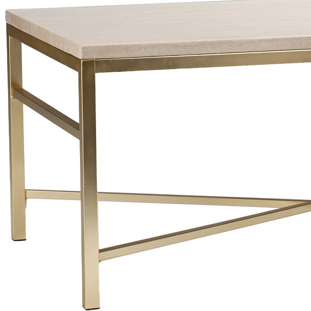 Off White Manufactured Wood and Metal Rectangular Coffee Table