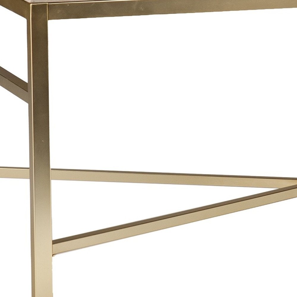 Off White Manufactured Wood and Metal Rectangular Coffee Table