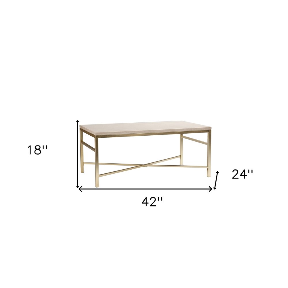 Off White Manufactured Wood and Metal Rectangular Coffee Table