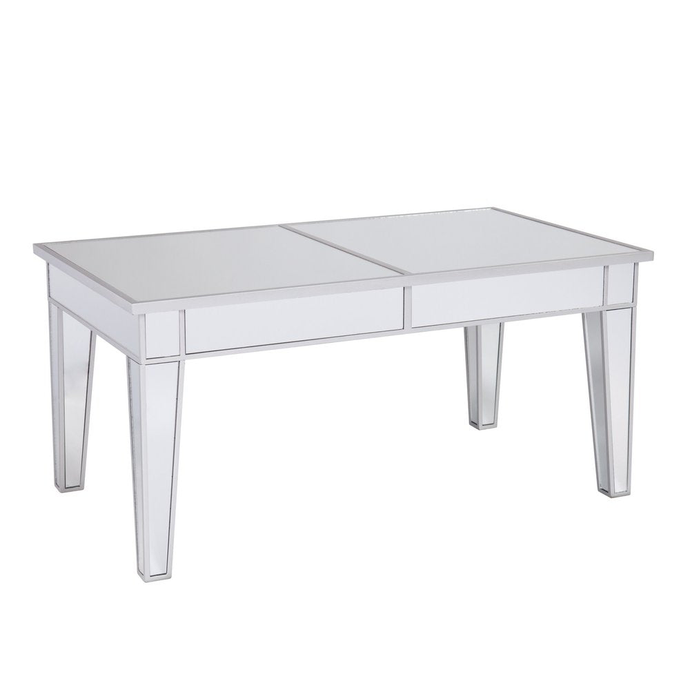 Silver Mirrored and Metal Rectangular Mirrored Coffee Table - 42-inch