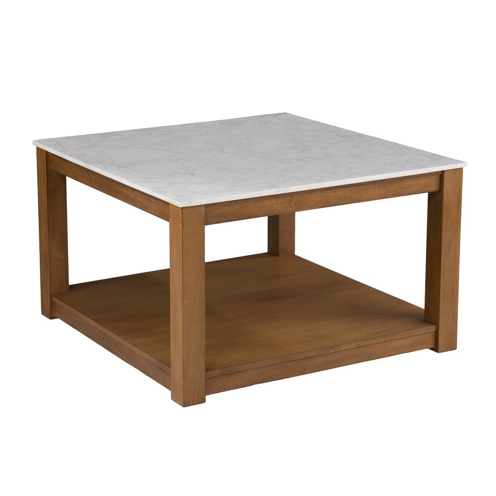 Natural and Natural Brown Solid Manufactured Wood Square Coffee Table