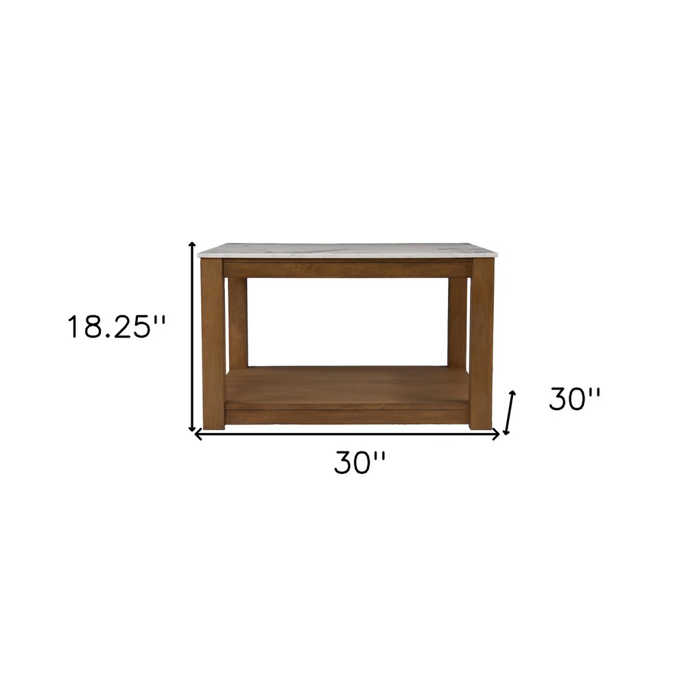 Natural and Natural Brown Solid Manufactured Wood Square Coffee Table