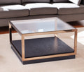 Champagne Glass and Solid Manufactured Wood Square Coffee Table
