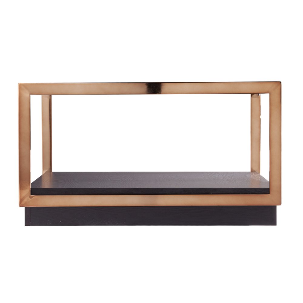Champagne Glass and Solid Manufactured Wood Square Coffee Table