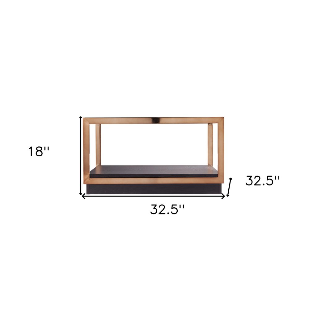 Champagne Glass and Solid Manufactured Wood Square Coffee Table