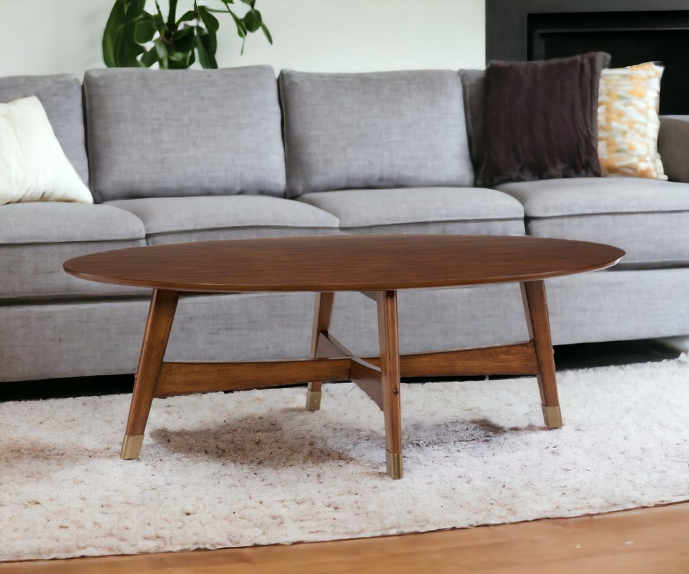 Brown Solid Wood with Iron Coffee Table - 52-inch