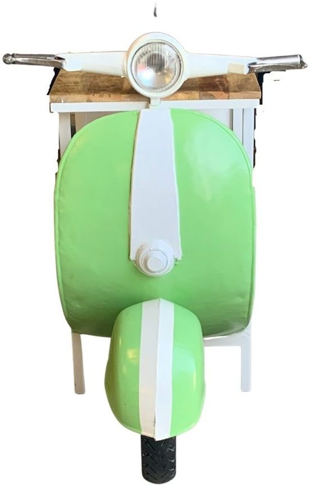Green and White Novelty Scooter Open Cabinet with Two Shelves - 26-inch