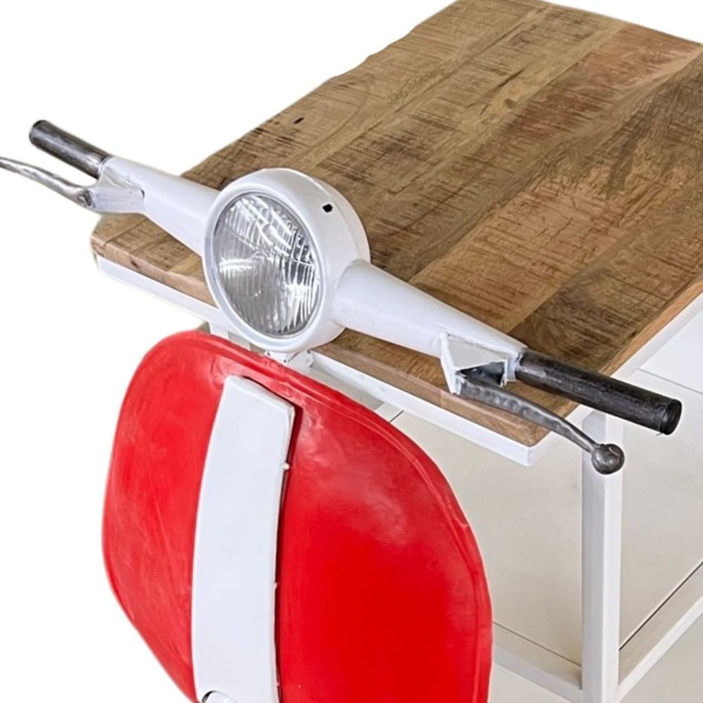 Red and Off White Novelty Scooter Open Cabinet with Two Shelves - 26-inch