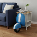 Natural Blue and Vanilla Solid Wood and Steel End Table with Two Shelves