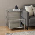 Silver and Clear Glass Mirrored End Table - 24-inch