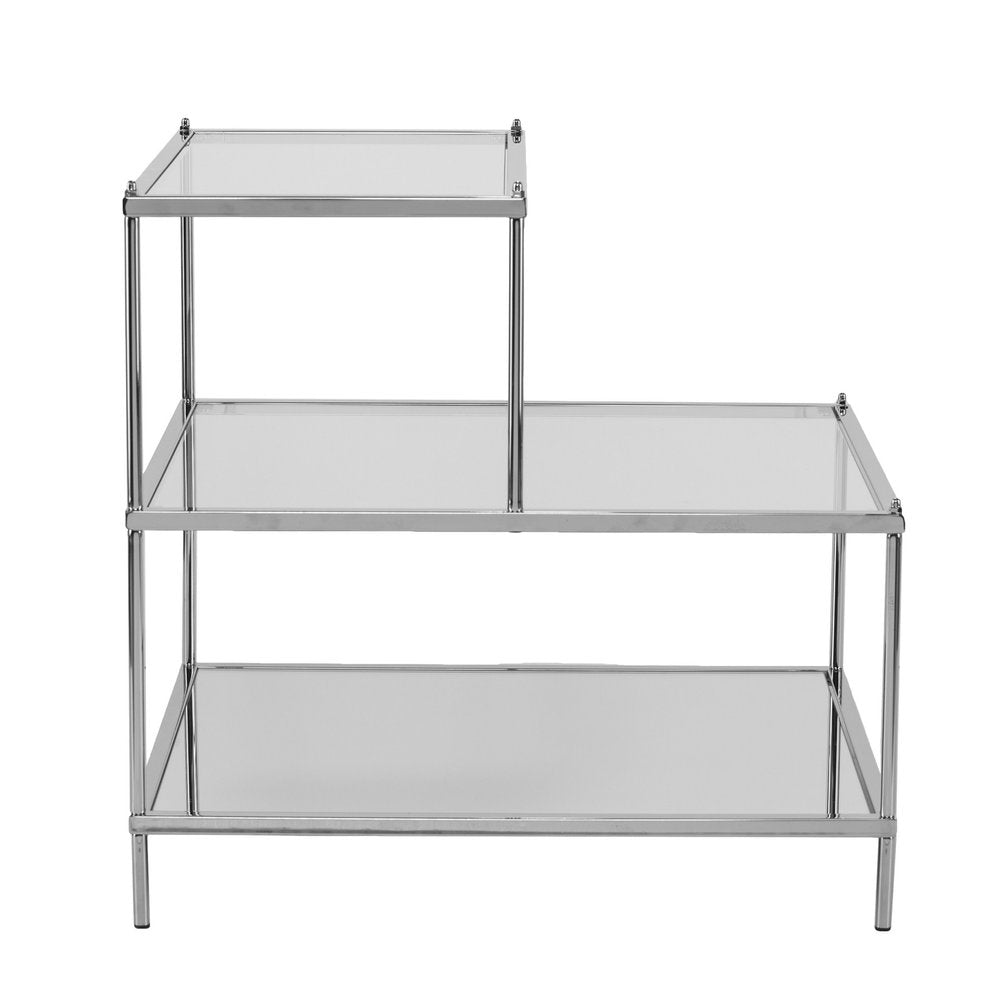 Silver and Clear Glass Mirrored End Table - 24-inch