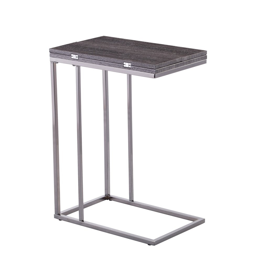 Silver and Gray Expandable Rectangular End Table - 25-inch
