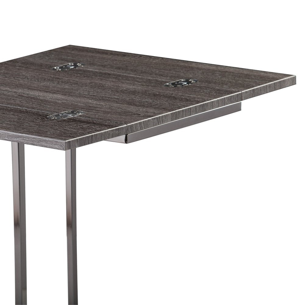 Silver and Gray Expandable Rectangular End Table - 25-inch