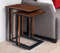 Set of Two 25 Brown Solid Wood Rectangular Nested End Tables