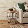 Silver and Natural Manufactured Wood Round End Table - 18-inch