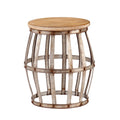 Silver and Natural Manufactured Wood Round End Table - 18-inch