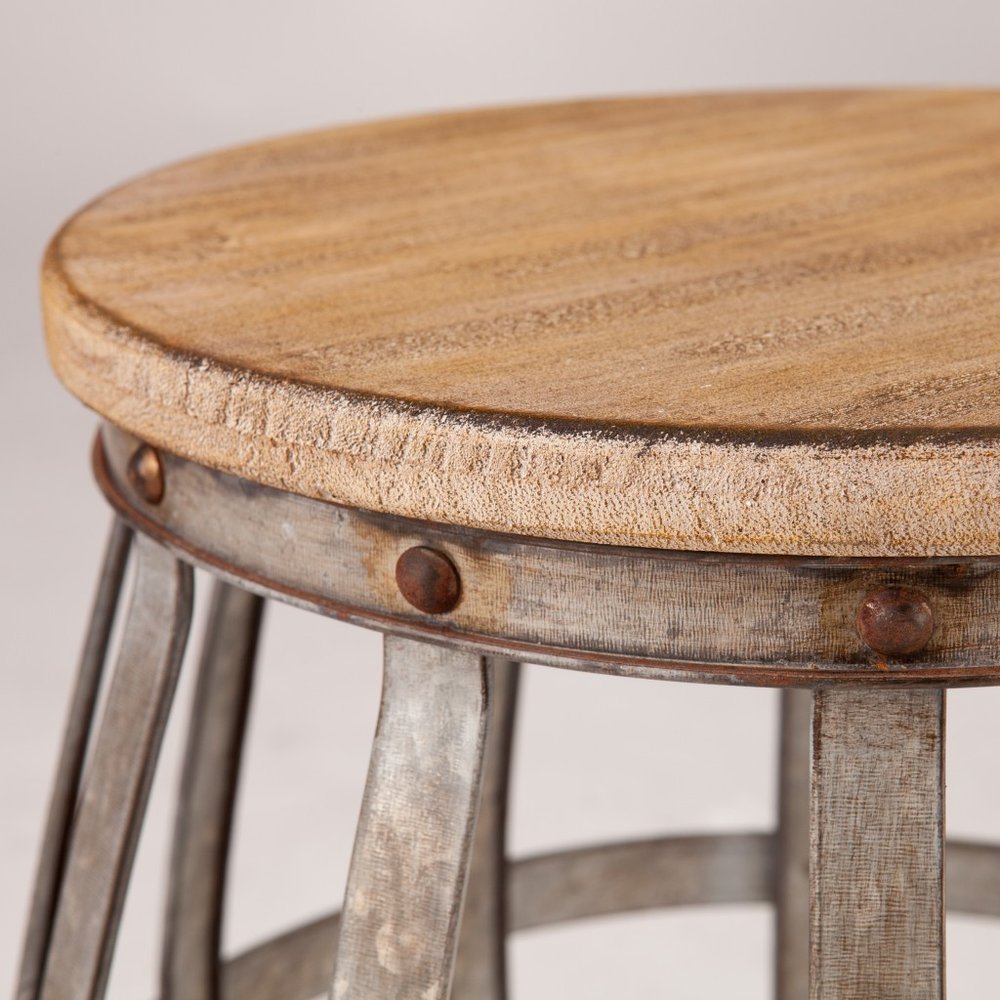 Silver and Natural Manufactured Wood Round End Table - 18-inch