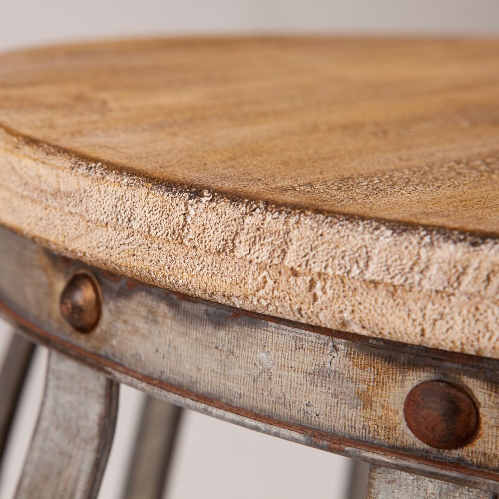 Silver and Natural Manufactured Wood Round End Table - 18-inch