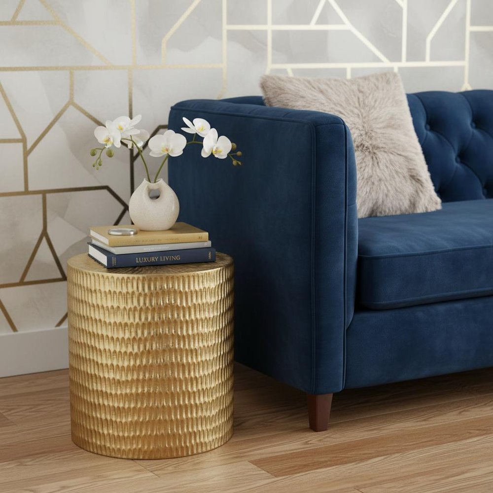 Gold Manufactured Wood and Solid Wood Round End Table - 18-inch