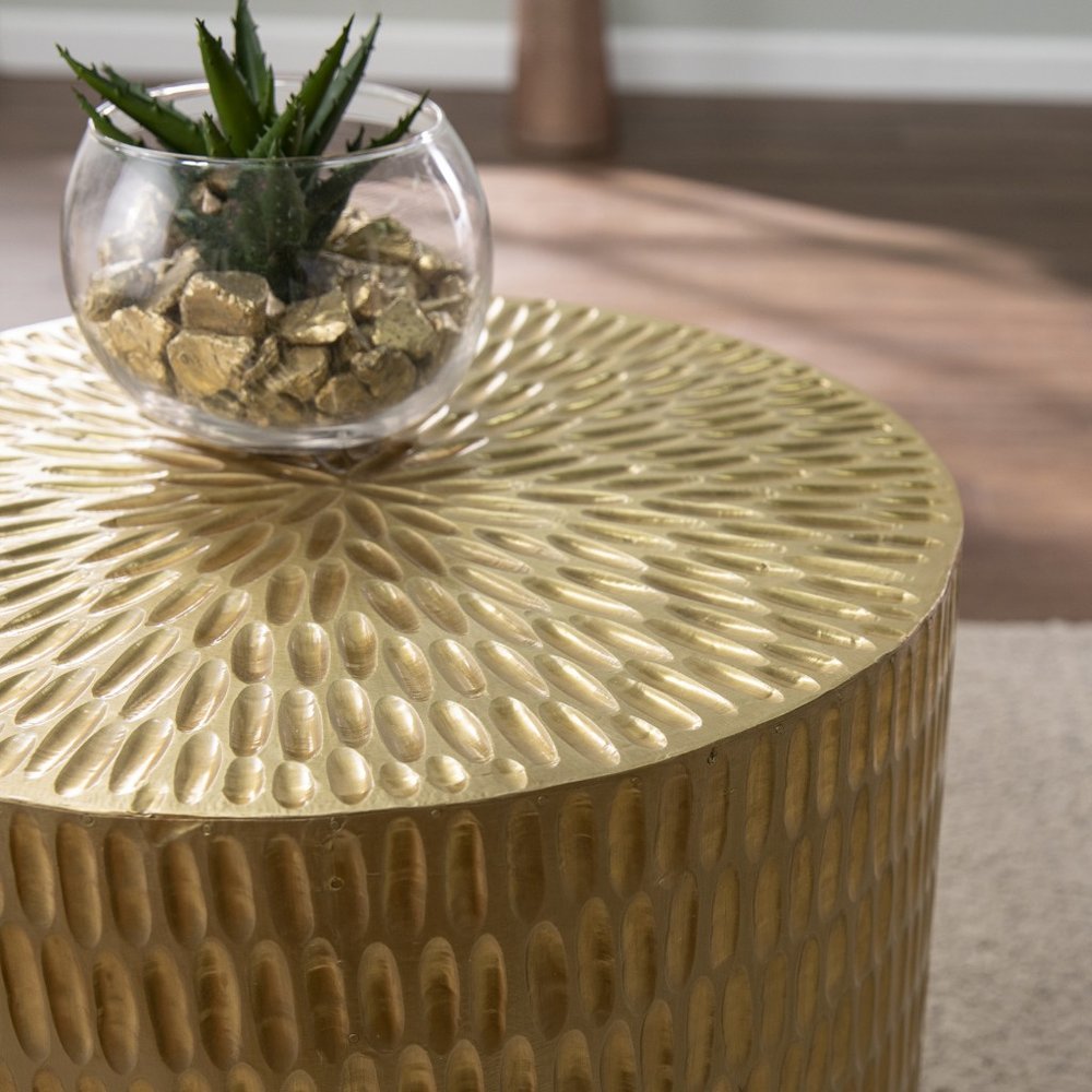 Gold Manufactured Wood and Solid Wood Round End Table - 18-inch