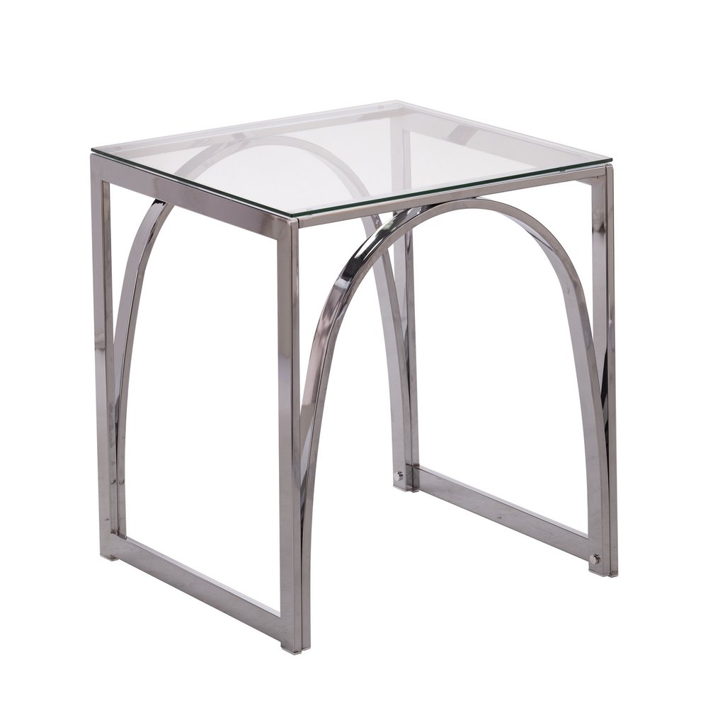 Chrome Glass and Iron Square End Table - 22-inch